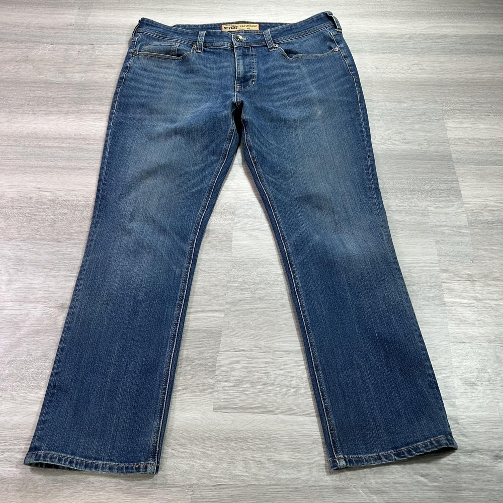 Seven7‎ Slim Straight Jeans Mens 36x28 Blue Medium Wash Stretch Denim Pants
